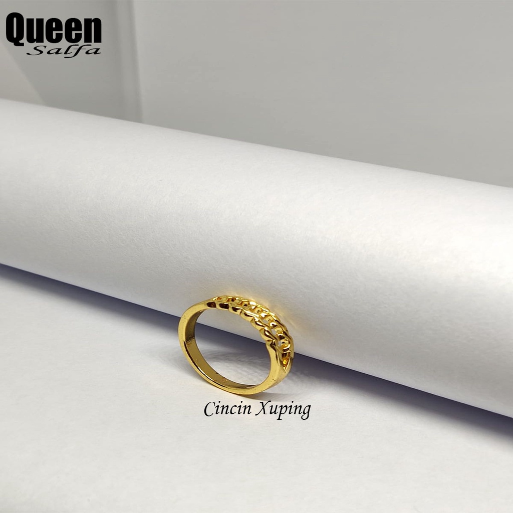 Cincin Xuping Lapis Emas 24K Mewah Elegant Permata