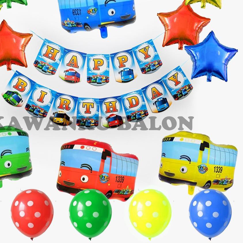 Balon Ulang tahun Karakter/ Balon Tayo/ Balon Foil/ Dekorasi Set
