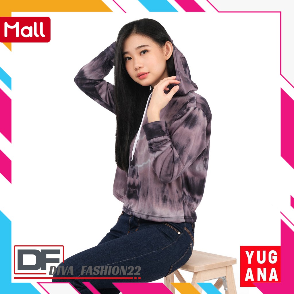 TAMORA Sweater Wanita Crop Hoodie Tie Dye XXL Jumbo Lengan Panjang