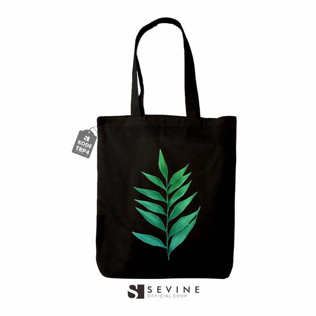 Sevine Totebag Tas Wanita Tote bag Resleting Laptop Tropical Leaf Black Series - TRP4