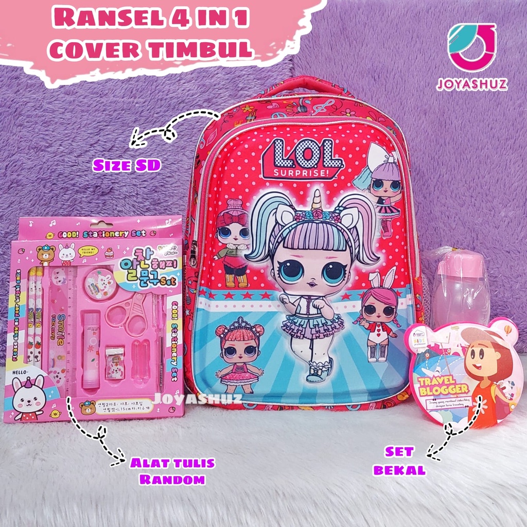 Tas Anak Lol 3D Berbonus - Ransel Lol 3D Anak SD - Tas Sekolah Anak SD  3D Karakter - Tas Anak Perempuan SD Gratis Botol Dan Misting-Tas Sekolah Anak Perempuan Karakter Lucu - Joyashuz