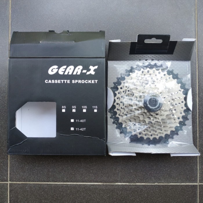 Sproket cassette GEAR-X 9 speed 11-42T silver sproket sepeda