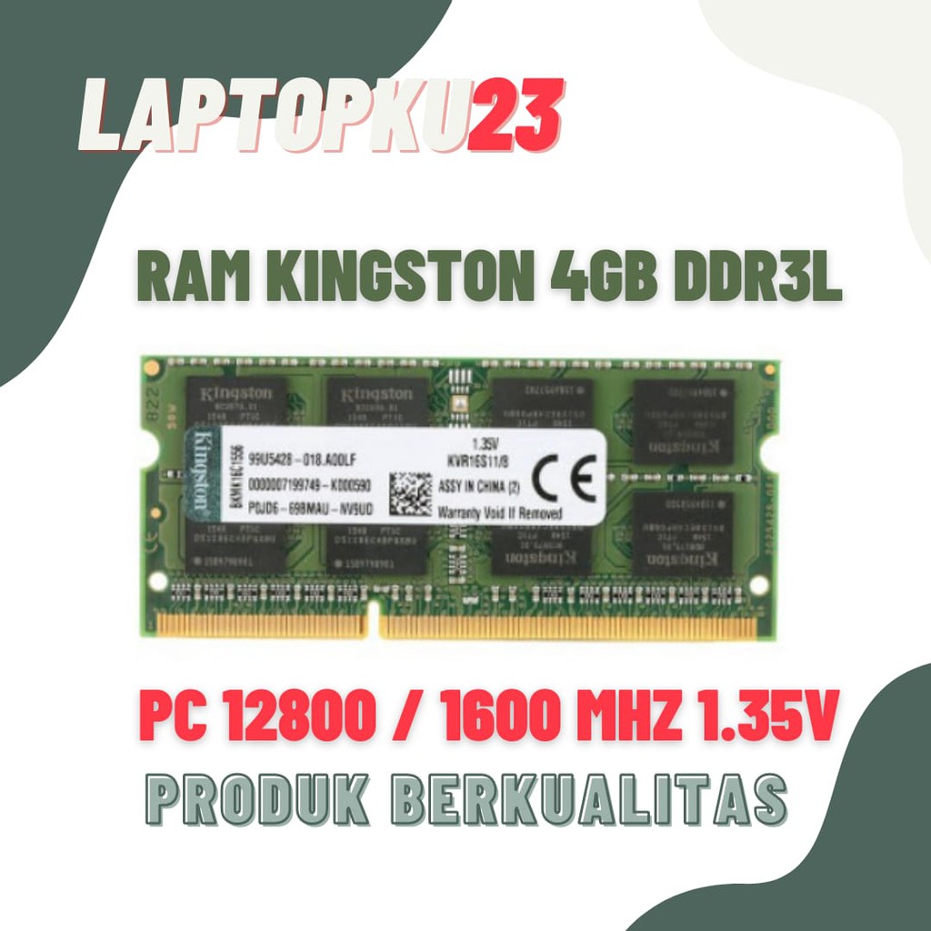 RAM LAPTOP KINGSTON DDR3L 4GB 1600Mhz PC12800 SODIMM DDR3 MEMORY 1.35V