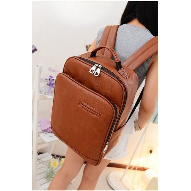 

Best Seller - Tas Ransel Bagpack Bag Pack Coklat Kayu Tua Pria Wanita Korea Import