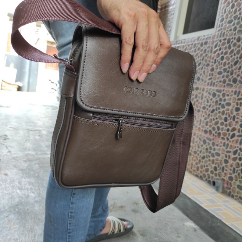 Tas selempang pria kulit Pu premium model by POLOZADA ORIGINAL