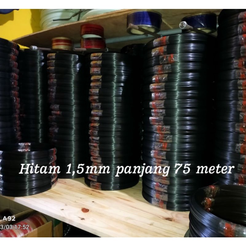 jeruji ruji fiber hitam 1,5mm panjang 75 meter