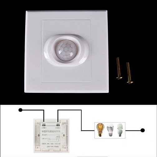 Saklar Dinding Sensor Gerak PIR Adjustable Switch Lampu Kipas Otomatis Infra gerakan Sensor Infrared Automatic Smart Home