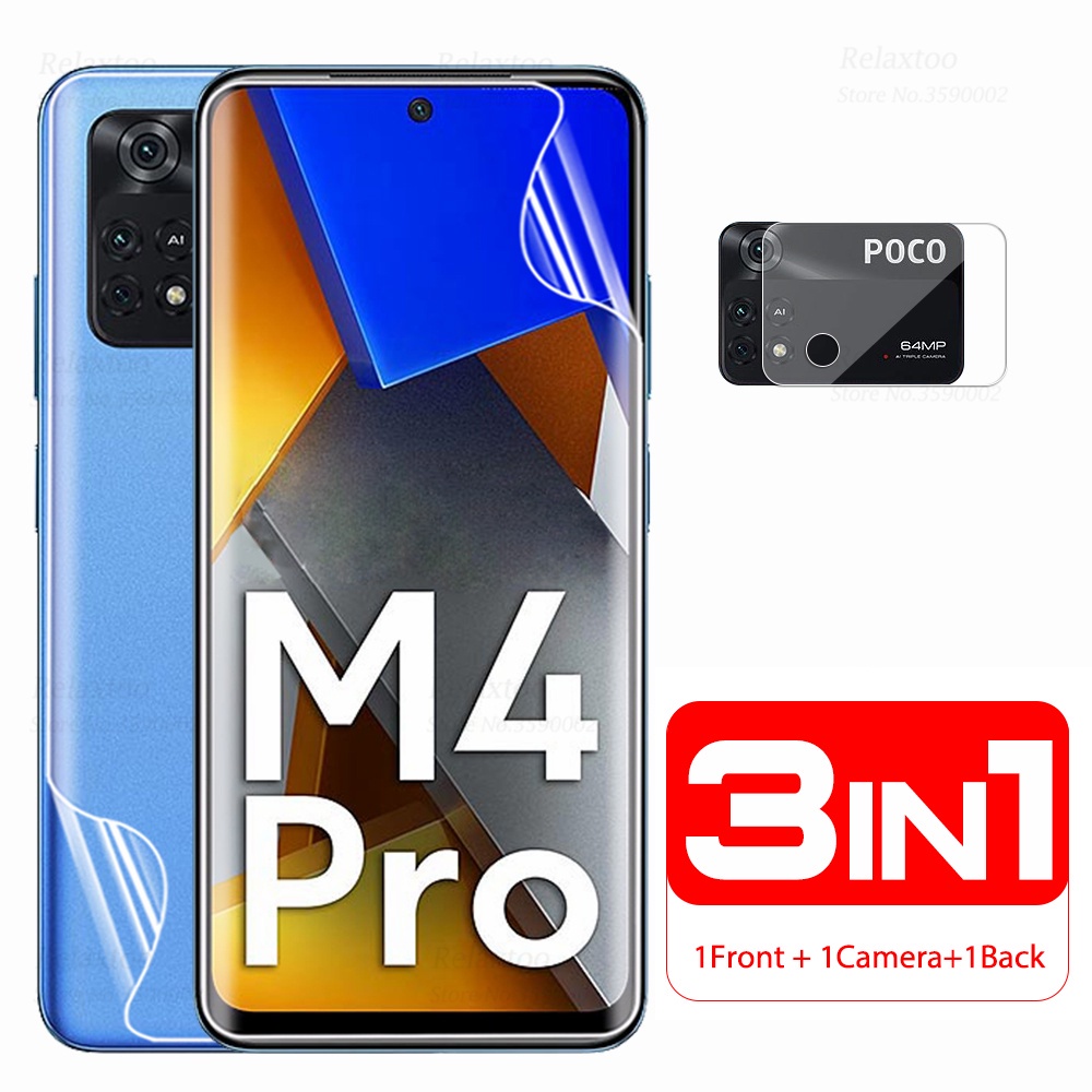 Pelindung Layar Poco M4 Pro Bahan Hydrogel Paket 3 in 1