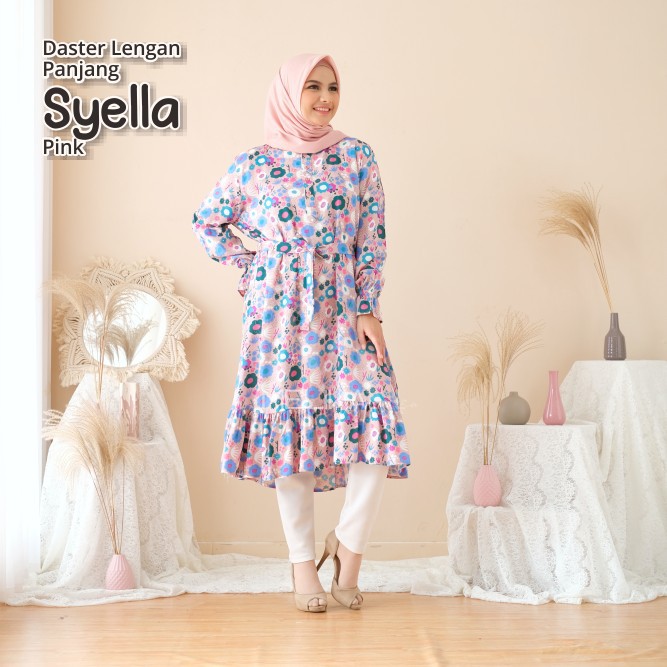 DASTER LENGAN PANJANG / TUNIK SYELLA (PINK) pmi
