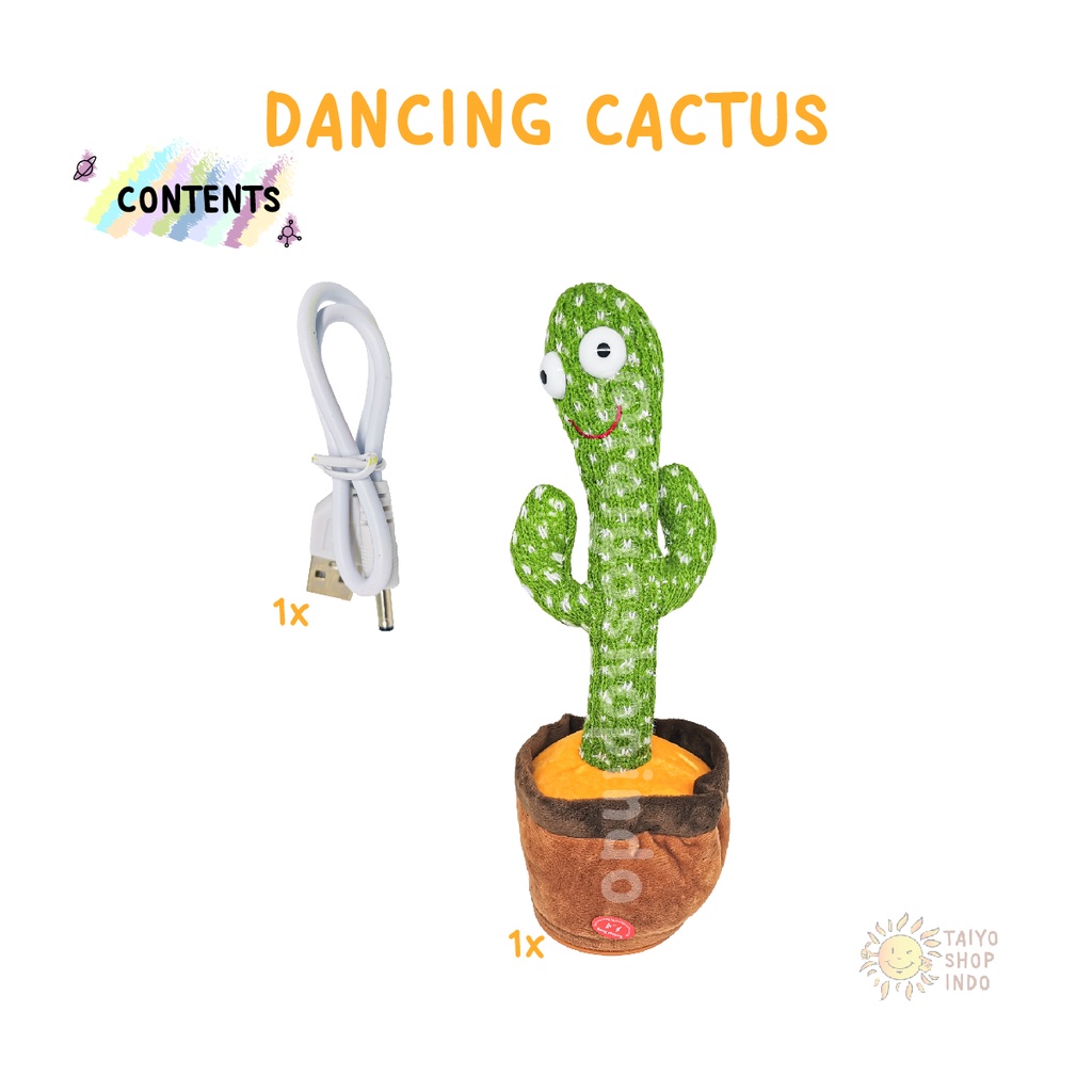 Mainan Anak Dancing Cactus USB BOX Kaktus Joged Musik Bicara Menari-2