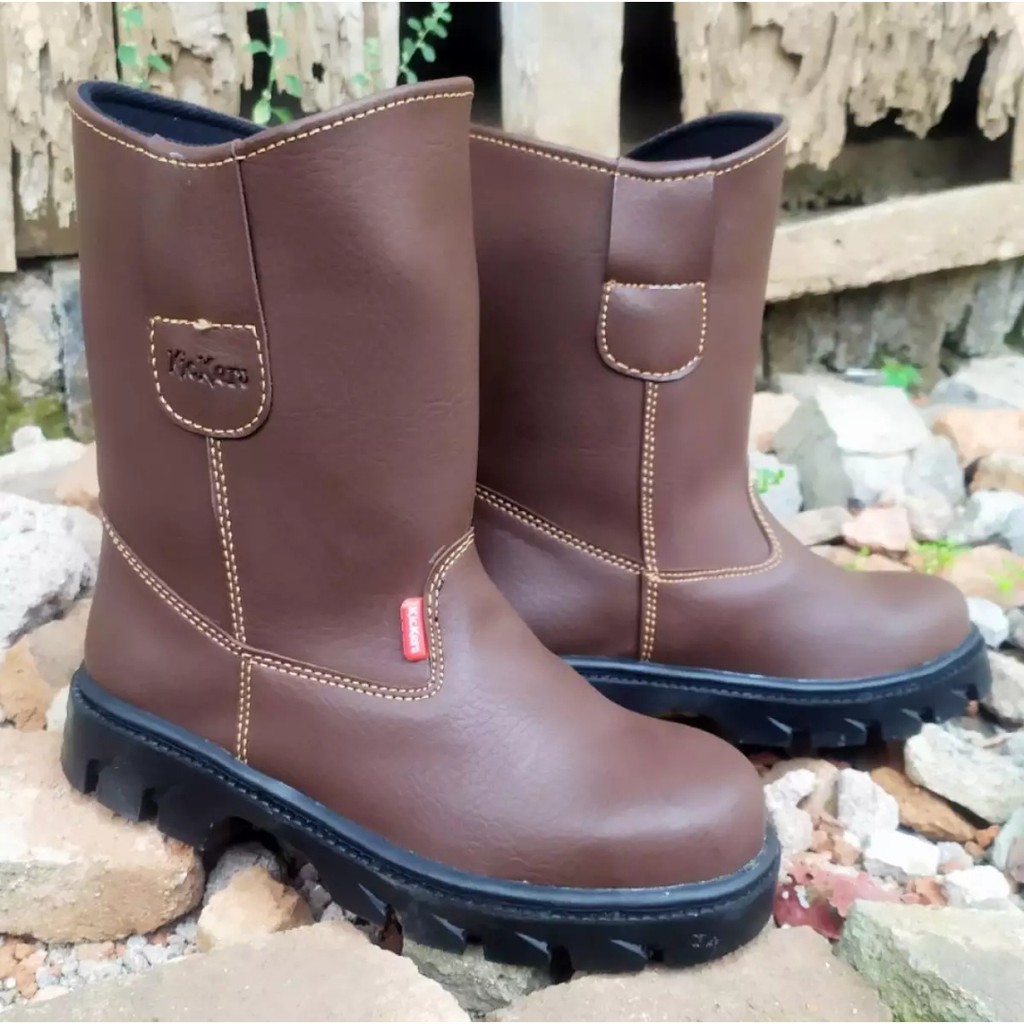 Sepatu Safety Boot Mirip King Termurah Ujung Besi Kerja Pabrik Proyek Industri Kulit Sintesis Impor