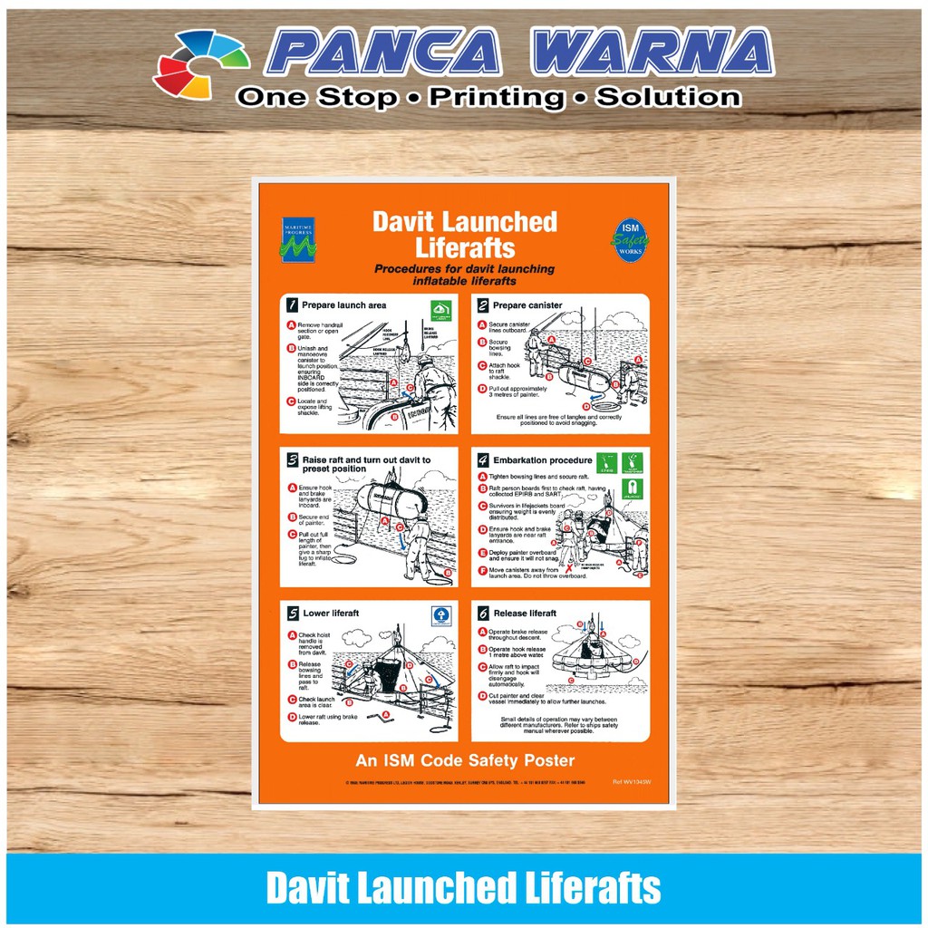 

Stiker Kapal Safety Sign Davit Launched Liferafts ISM Perkapalan