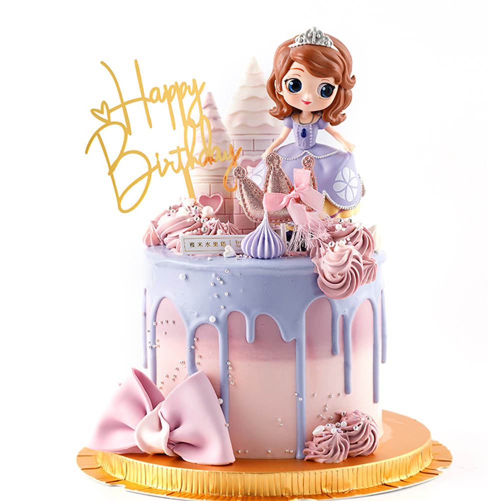 1pc Topper Kue Desain Princess Alsa Snow White Sofia Cinderella Untuk Dekorasi Ulang Tahun