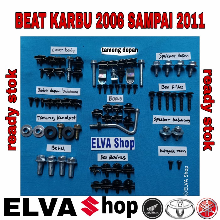 baut lengkap body beat tahun 2009 karbu full set