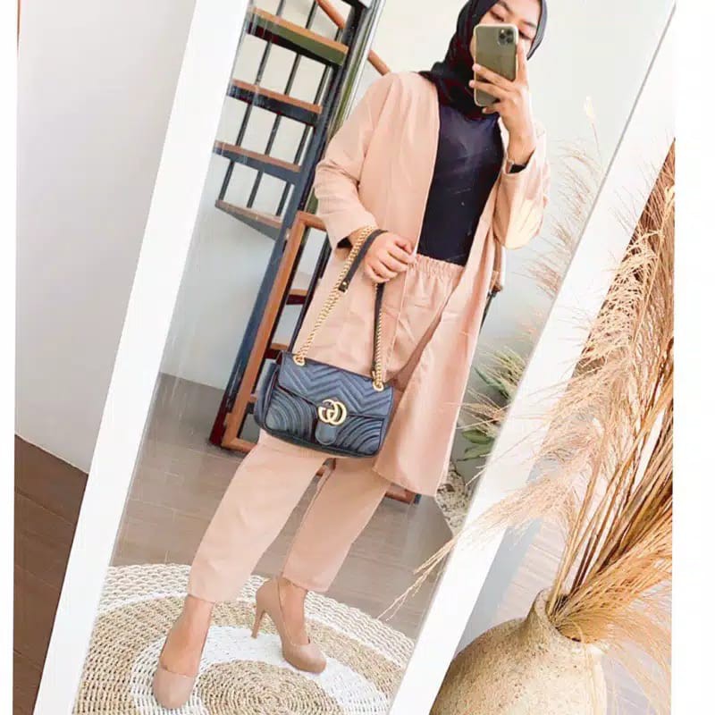 ALLESIA SETELAN / SET ALLESIA / SETELAN LONG CARDI LEDERA CARDIGAN OUTER SET (TANPA INNER)