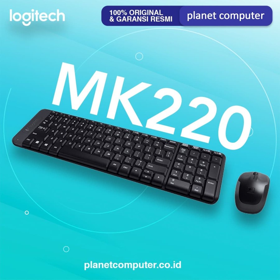 paket logitech wireless mk220 mouse + keyboard Geransi Resmi 1 Tahun