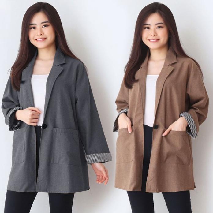 Blazer Jumbo Wanita Formal Jumbo Korea Lengan Panjang