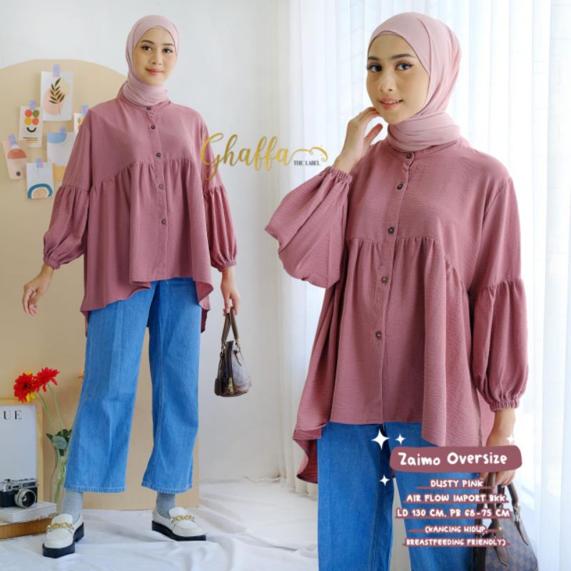 Oversize blouse modern / Zaimo oversize blouse polos by ghaffa the label / Blouse muslimah keren