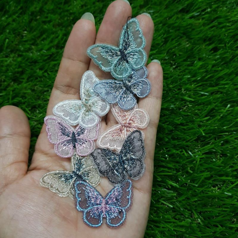 APLIKASI KUPU BORDIR ORGANZA LEBAR 3CM perBUTIR