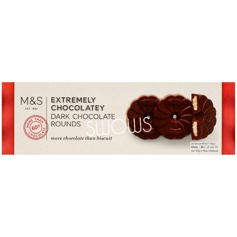 Jual M&S MARK MARKS & AND SPENCER EXTREMELY CHOCOLATEY DARK CHOCOLATE ROUNDS BISCUIT BISKUIT