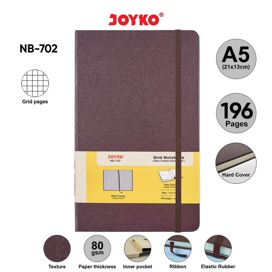 Grid Notebook Diary Agenda Buku Catatan Kotak-Kotak Joyko NB-702