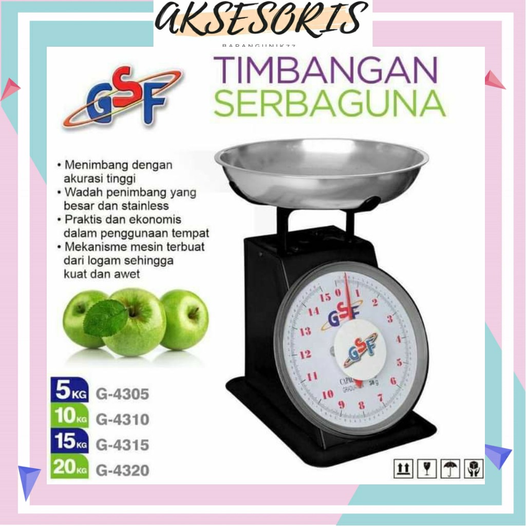 TIMBANGAN BUAH DAGANG LAUNDRY DAGING ANALOG MANUAL 5KG 10KG 15KG 20KG / TIMBANGAN BESI GSF / TIMBANGAN SERBAGUNA GSF 4305 5KG / GSF 4310 10KG / GSF 4315 15KG / GSF 4320 20KG