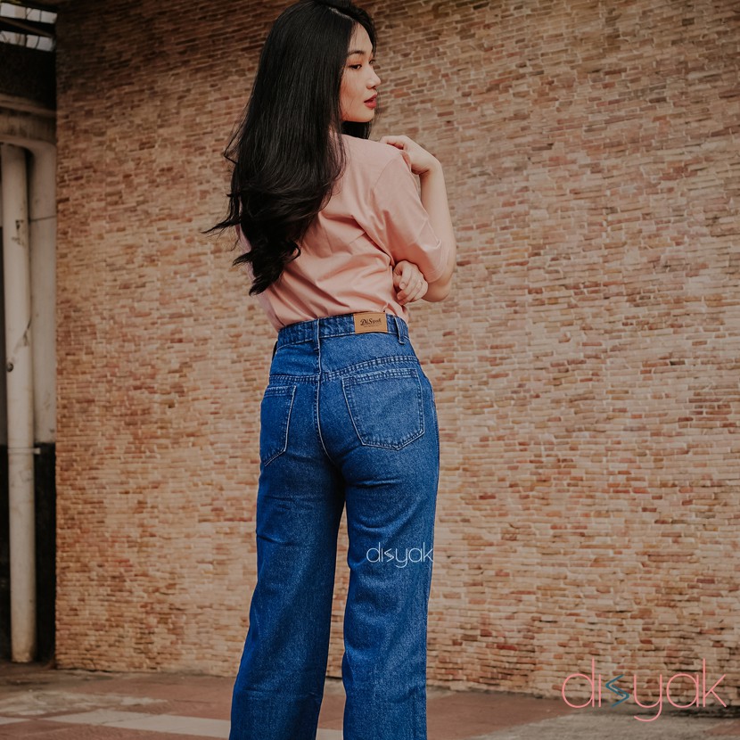 DISYAK - HighWaist Kulot Pocket Jeans Dark Blue 701-801