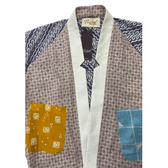 Jual OLINE WORKROBE - Playfull Cowled Outer in Mix Batik OW Murah