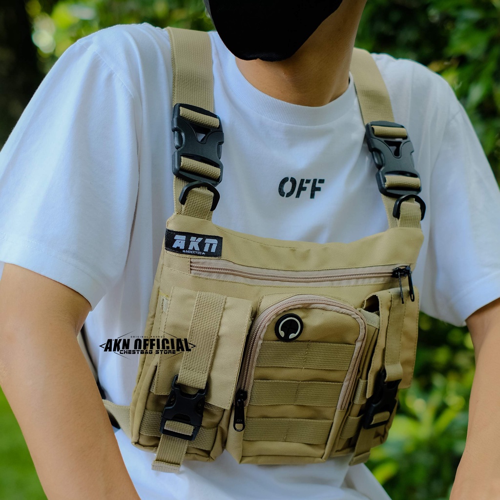 AKN - Chest Bag Pelindung Dada Velcro Tas Dada Pria Tactical Rig Bag Outdoor