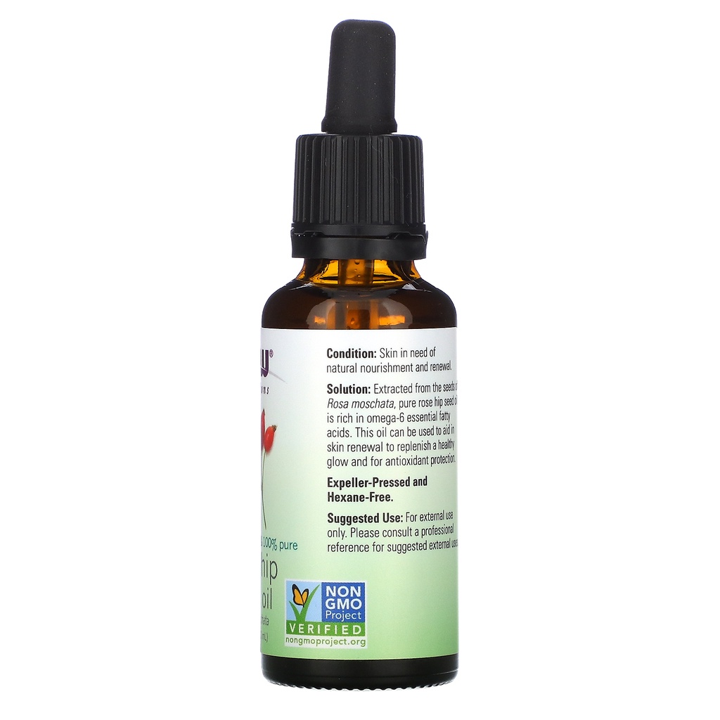 Now Essential Oils Certified Organic RoseHip Seed Oil 30ml Minyak Biji Mawar ORI USA