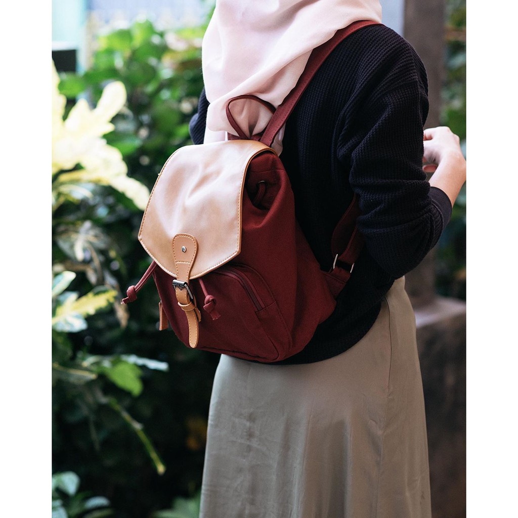 Tas Ransel Korea Kanvas Kulit Heejou Rashty