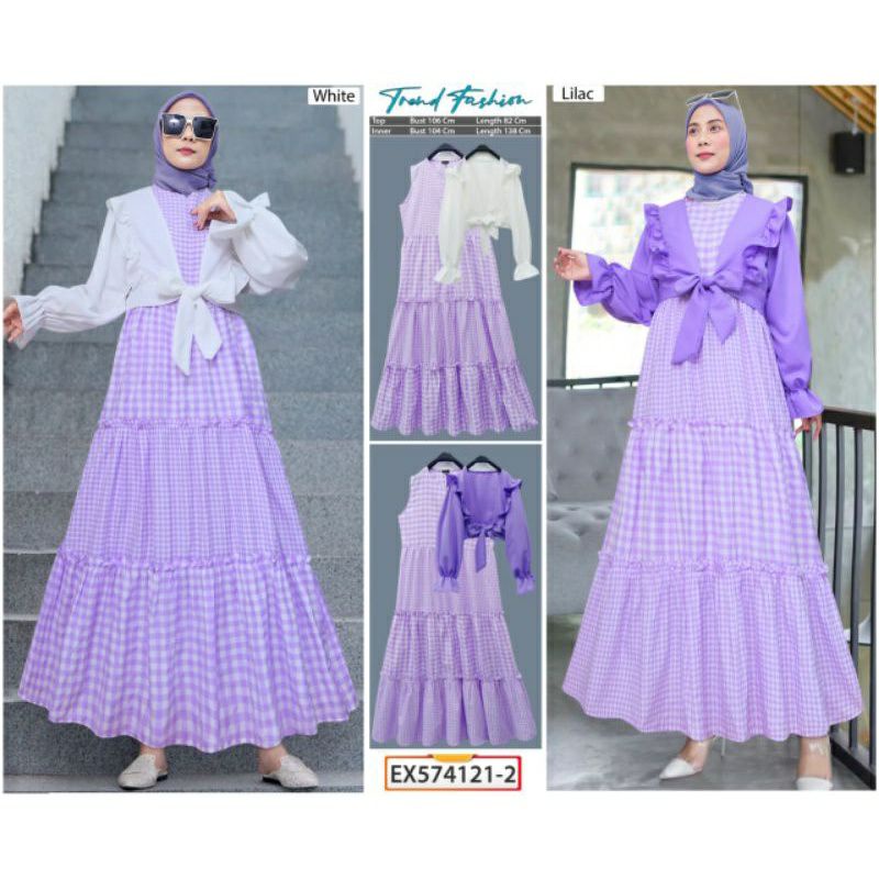 Gamis rompi extu / ori extu / gamis lilac / gamis kekinian