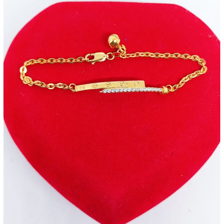 GELANG PERAK ASLI LAPIS EMAS 925/GELANG NORI PENANG PAKU CART*R MATA PUTIH/GELANG ASLI SILVER/GELANG FASHION