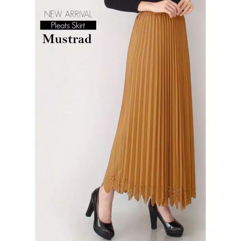 QILLA ROK PLISKET LASER MAYUNG | ROK CUT MOTIF LASER | PLEATED FLARE SKIRT LASER