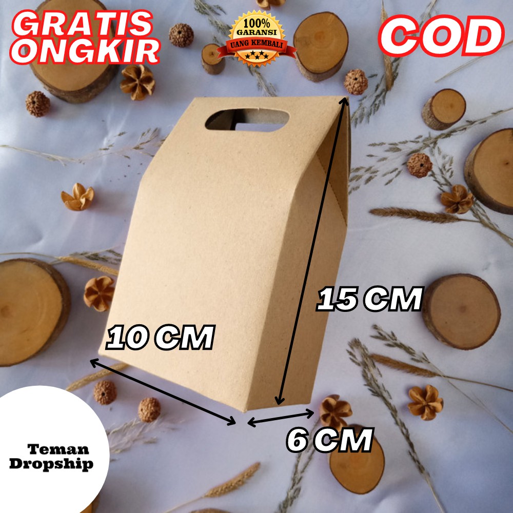 

TAS BOX KADO KARTON BAHAN KERTAS BROWNKRAFT 280 GR UKURAN 10 X 6 X 15
