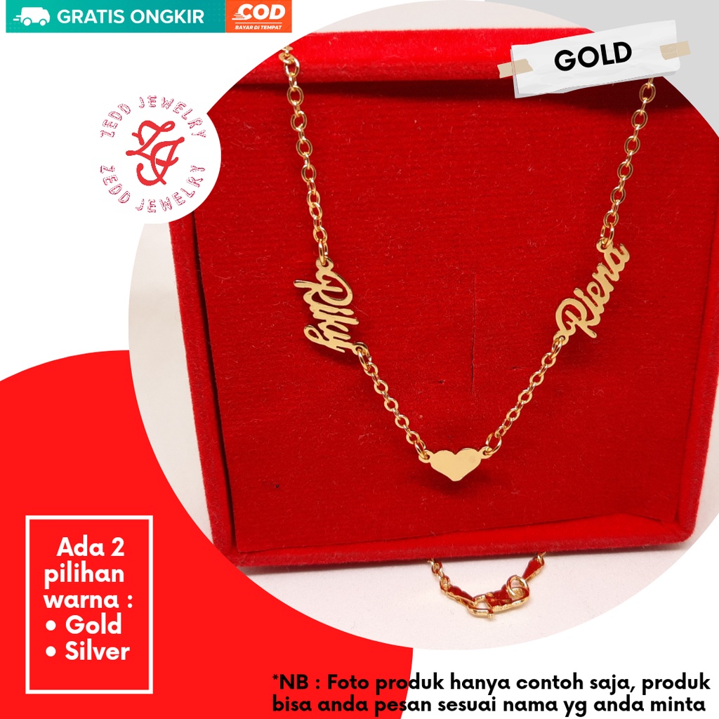 Zedd Jewelry - Kalung Titanium Nama Couple - nama Riky Riena hanya contoh