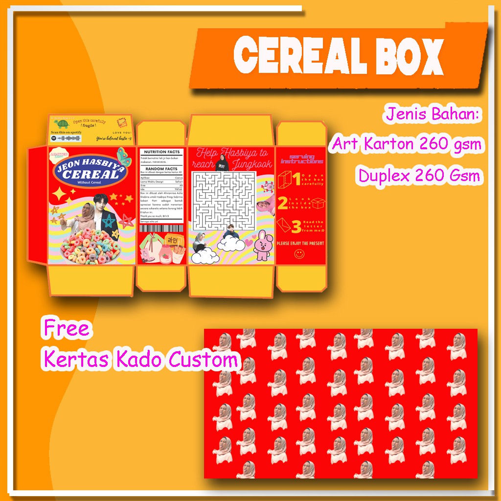 

Cereal Box Custom Gift Free Kertas Kado Wajah Custom