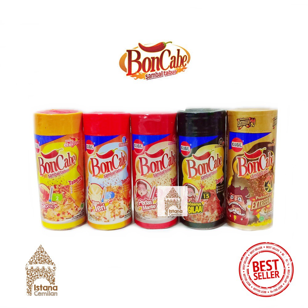 Kobe Bon Cabe Sambal tabur BOTOL Level Lv 3 Nori / 10 / 15 / 30 / 50 Max End. Boncabe