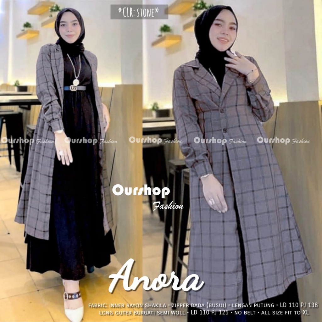 ANORA SETELAN LONG BLAZER PLUS INNER. INNER RAYON, OUTER LONG BURGATI LD 110