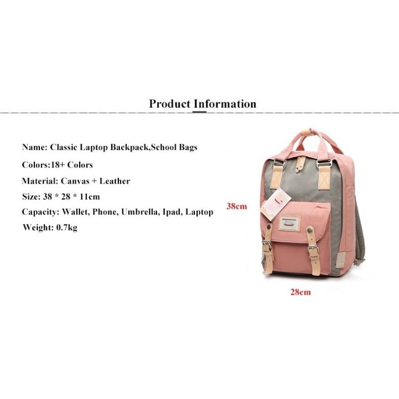 Tas Ransel Wanita Sekolah Kapasitas Ransel Kanvas Ransel untuk Anak Perempuan Fashion Vintage Laptop