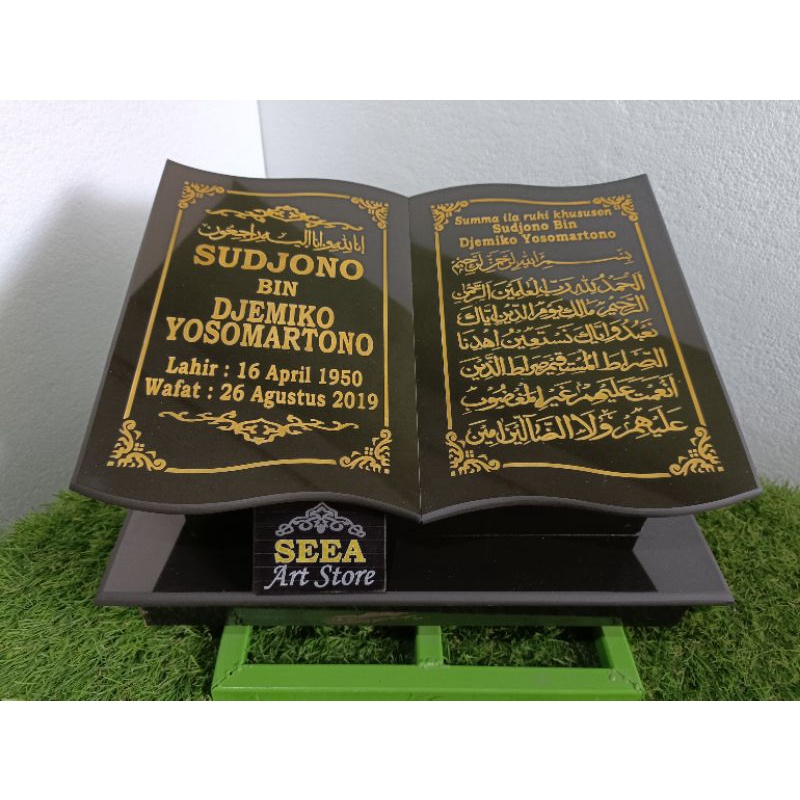 BATU NISAN MAKAM JAHUL MAESAN BUKU + HALAMAN + PACKING KAYU