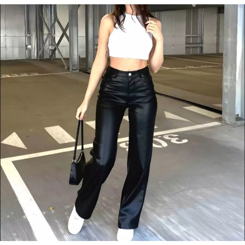 Celana Kulit Kulot / Celana Kulit / Leather Pants / Celana panjang kulit