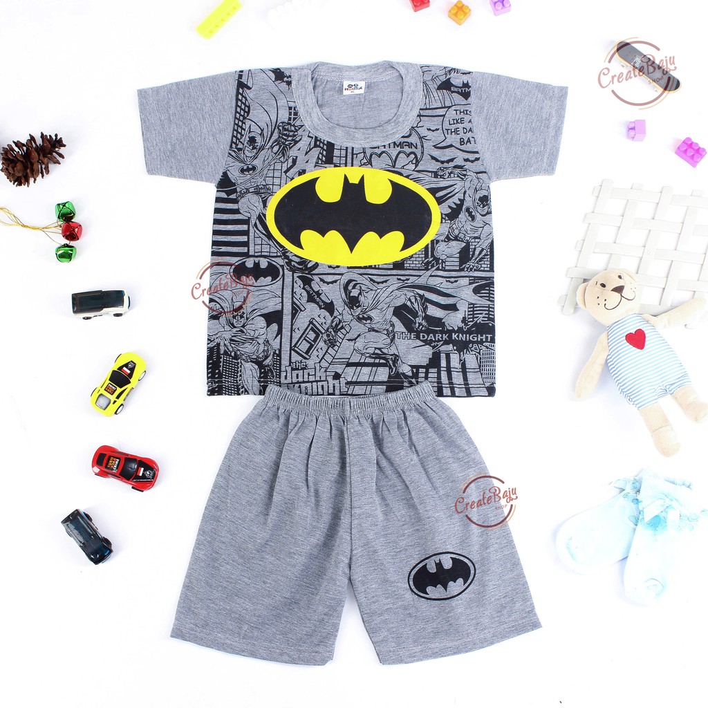 SETELAN ANAK LAKI-LAKI SUPERHERO 1-5 thn Lengan Pendek Kaos Anak Murah Batmen Misty RM