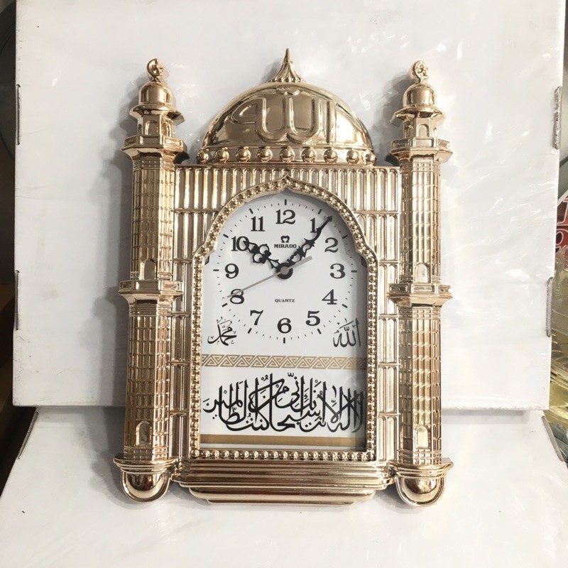 jam dinding masjid nuansa islam mirado quartz musik perjam 8002