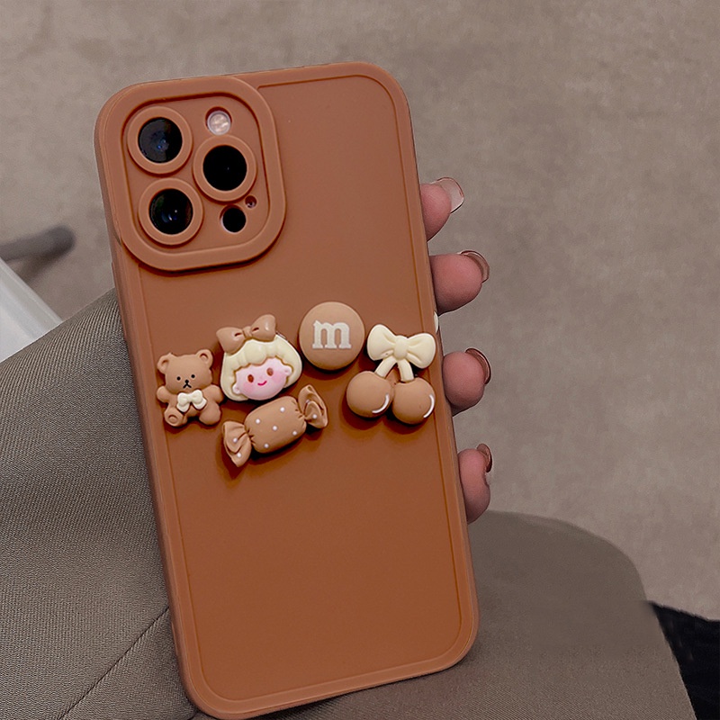 Soft case Silikon TPU Motif Princess Coklat 3D Untuk iphone 13 12 11 Pro 12pro12pro Max 7 8 Plus X XS XR