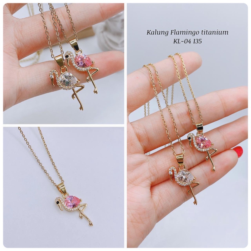 COD! kalung titanium anti karat/ kalung flamingo titianium import