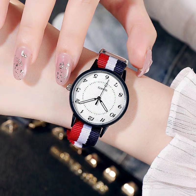 Jam Tangan Analog Kanvas Quartz Unisex Fashion Korea Aksesoris Fashion Import