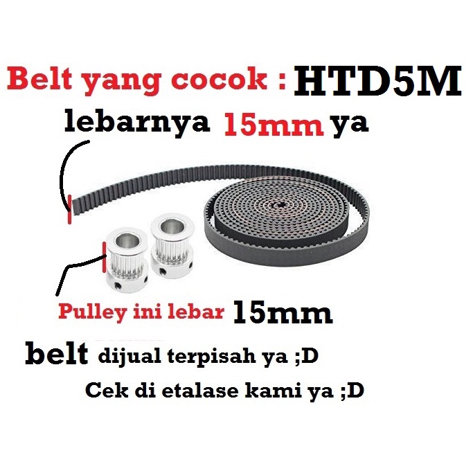 [HAEBOT] HTD5M Pulley Timing 30T W15 Bore 8 10 Puley Pully CNC 15mm Gear Aluminium Pitch 5mm Aktuator Slider Router Mekanik 30 Teeth Gigi