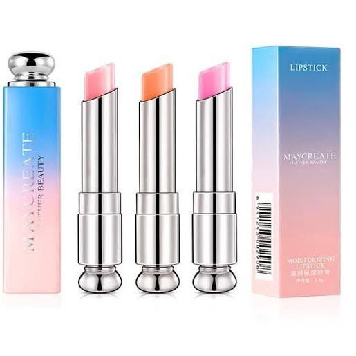 9.9 SALE (cod) MAYCREATE LIPSTICK KOREA WATERPROOF ORIGINAL COLOR CHANGING - PINK / ORANGE / PURPLE
