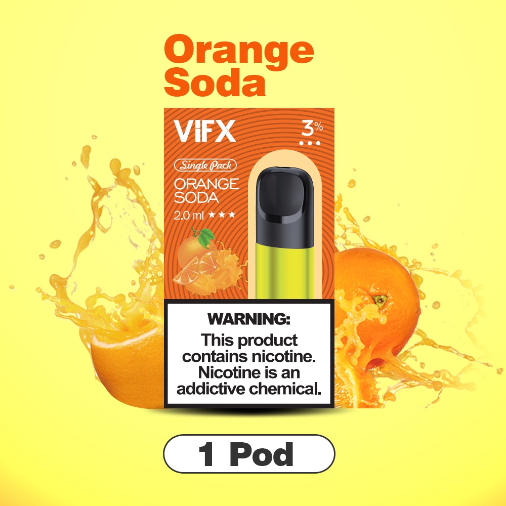 ViFX Pod Compatible RELX Infinity &amp; Essential &amp; Phantom - Orange Soda Flavours∣1 Pack Isi 1   Pod